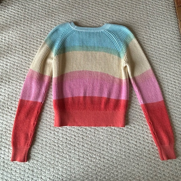 White and Warren Textured Rainbow Crewneck: Brand New XS - Picture 3 of 8